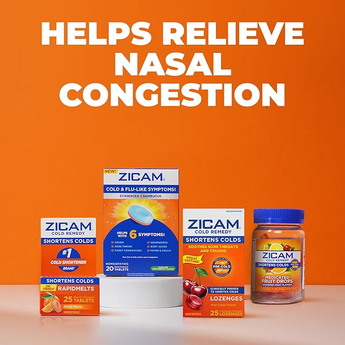 Zicam Zinc Cold Remedy RapidMelts Quick-Dissolve Tablets Lemon-Lime Flavor with Echinacea 25ct