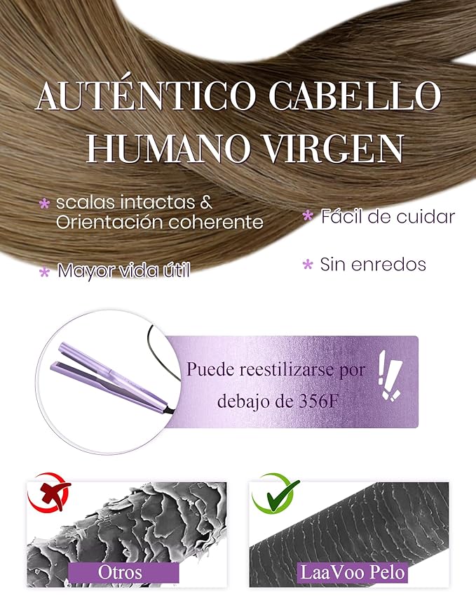 LaaVoo Ktip Tip Human Hair Extensions Ombre Brown to Light Brown Mix Golden Brown U tip Hair Extensions Human Hair K Tip Hair Extensions Balayage Straight 100g/100s 24 Inch