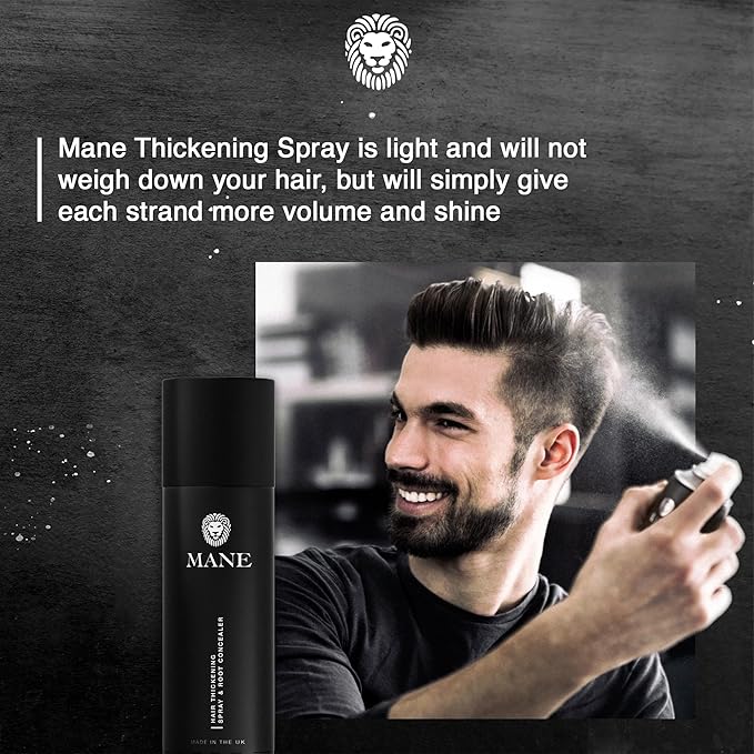 Mane Hair Thickening Spray & Root Touch Up, Seal & Control Combo Pack, Instantly Thicker Hair for Men & Women, Fill in Hairlines and Hide Thinning and Fine Patches - Dark Brown, 12 Colors (6.76 oz)