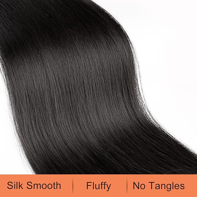 SEIKEA Ponytail Extensions Drawstring Long Straight Fake Pony Tail Natural Soft Clip in Hair Extension Synthetic Heat Resistant Hairpiece 35 Inch 180 Gram Black