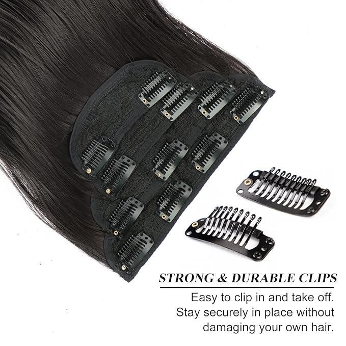 Vigorous Clip in Hair Extensions 20Inch Brown Black Hair Extension 4Pcs Natural & Soft Thick Fiber Double Weft Hairpieces for Women