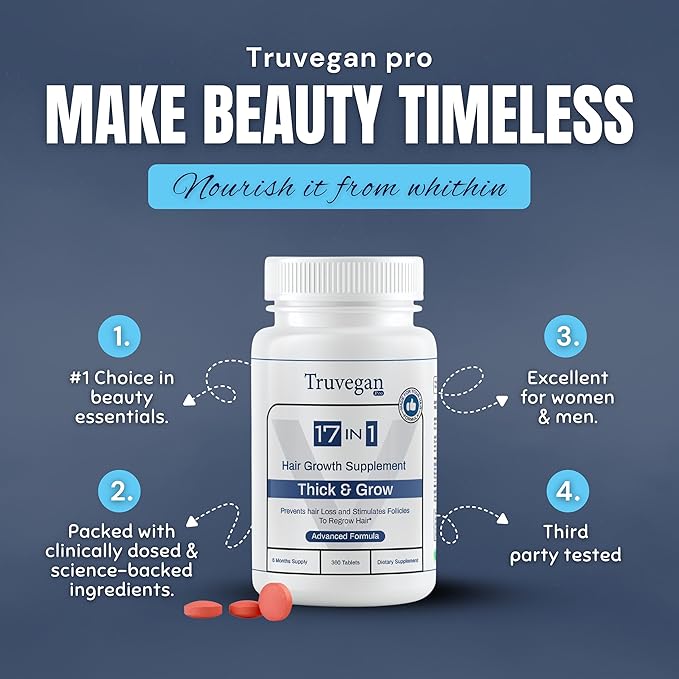 Hair Growth Supplement | 360 Tablets - 6 Months Supply | Support Thicker, Fuller Healthy Hair Growth For Men & Women - Advanced Hair Growth 17 in 1 Formula