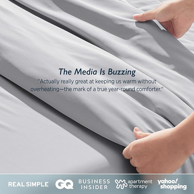 Breescape Cooling Comforter Throw Size - BlendTek™ Q-Max>0.46 Tech, Breathable Blanket for Hot Sleepers & Night Sweats Relief, Premium Lightweight Summer Bedding, 52x72 Inches, Misty Gray