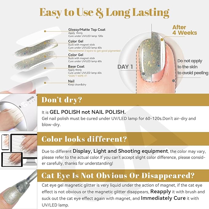 YTD Likomey Cat Eye Gel Nail Polish,15ml Olive Green Brocade Glitter Iridescent Holographic Translucent Neutral Jelly Sheer Shiny Magnetic Opal Shimmer Fall Winter UV Gel with Magnet Stick,MY361
