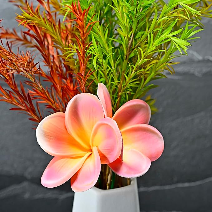 Pack of 2 Real Touch Flowers Hawaiian Flower Hair Clips Plumeria Hibiscus Hair Clips Handmade Hair Accessories for Beach Wedding Bridal Party Mother's Day Women Girls Holiday Gifts(c-824, 2pcs)