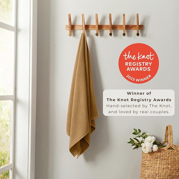 Great Bay Home 100% Cotton 12-Pack 13x13 Wash Cloth - Absorbent, Quick-Drying, Durable Face Towels for Bathroom Decor - Low-Twist, Two-Ply Fibers (Mocha)