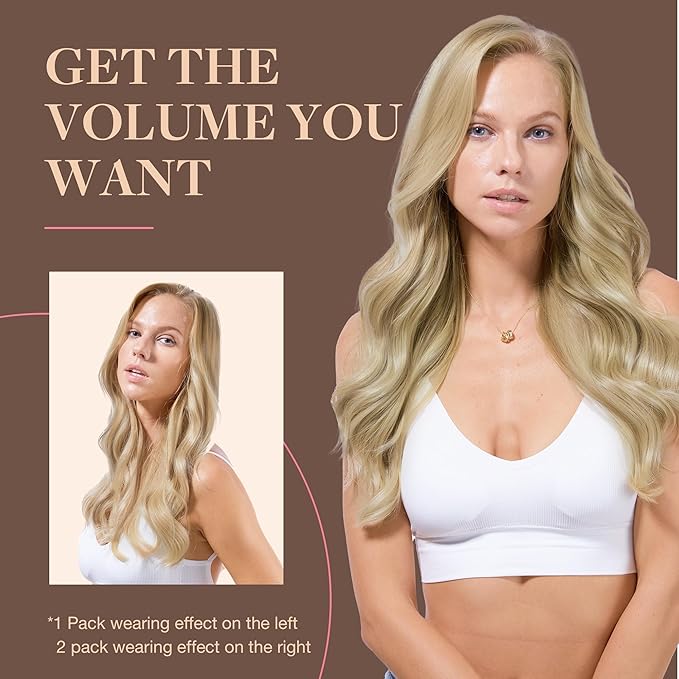 GOO GOO Clip in Hair Extensions Real Human Hair, Remy Human Hair Extensions Clip ins for Women, Natural Human Hair, 20 Inch 160g 7Pcs, 8A/22 Medium Brown Highlighted Golden Blonde