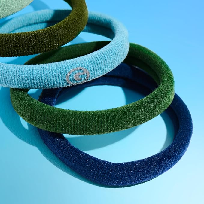 Gimme Beauty Medium Hair Bands Seamless Nylon - Low Profile Hair Accessory - Snag Free Tie for Firm, Lasting Hold - Soft, Non-Slip Ponytail Holder for Women - Cool Colors, 12-Pack
