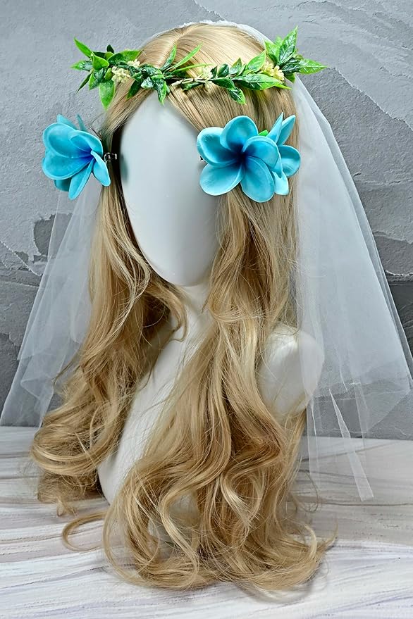 Pack of 2 Real Touch Flowers Hawaiian Flower Hair Clips Plumeria Hibiscus Hair Clips Handmade Hair Accessories for Beach Wedding Bridal Party Mother's Day Women Girls Holiday Gifts (c-821, 2pcs)