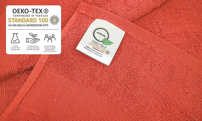 Softolle Luxury Bath Towels Set of 4 (27” x 54”) | Towels for Bathroom | Super Soft | Highly Absorbent Towels for Home, Spa, Gym (Coral)