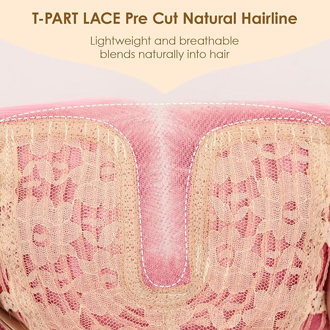 AISI HAIR Pink Wig for Women Medium Length Wave Curly Glueless Synthetic Heat Resistant Hair Wigs for Daily Party Cosplay