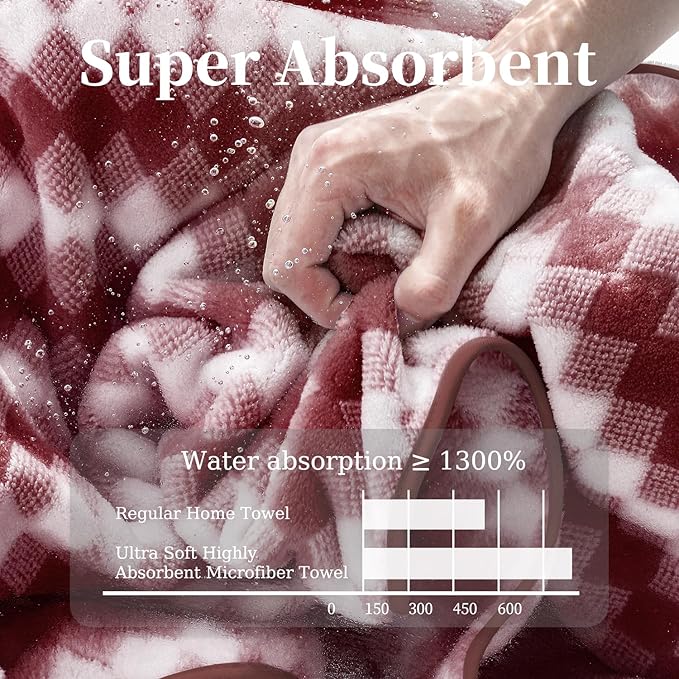4 Piece Bath Towel Set Oversized Bath Sheet 35"x70" Bathroom Towel Extra Large Towel Set Soft Highly Absorbent & Quick Dry Premium Bath Sheet for Bathroom 600GSM Shower Towel Spa Gym Hotel,Burgundy