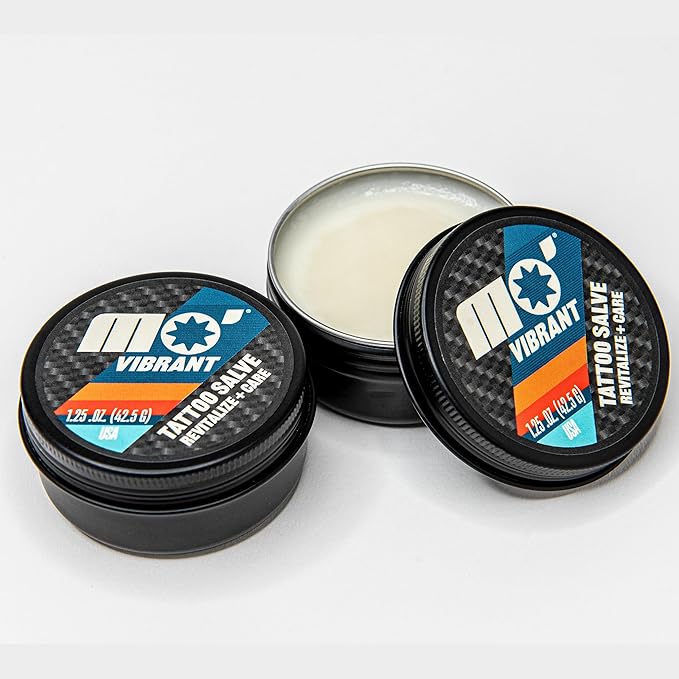 Mo’ Handsome Tattoo Salve – Hydrating Balm for New & Old Ink, Keeps Colors Vibrant & Skin Moisturized –Made in the USA, No Petroleum or Harsh Chemicals – Shea Butter & Vitamin E for Protection, Care