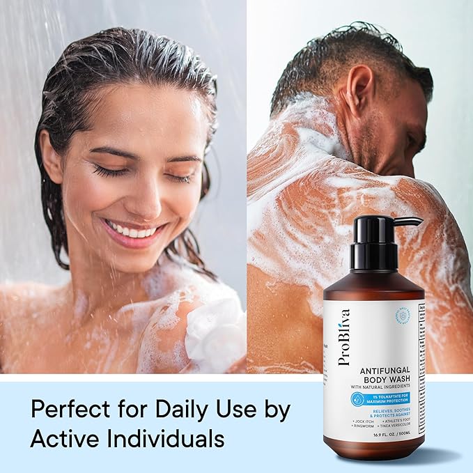 Antifungal Body Wash Treatment Soap – Antibacterial Wash for Jock Itch, Ringworm, Back Acne, Tinea & Foot Odor – Medicated Skin Relief Cleanser Gel with Tea Tree Oil & Tolnaftate for Men and Women (2)