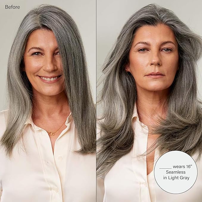 Luxy 100% Remy Human Hair - Seamless Clip-In Hair Extensions - Multi-Dimensional Color for Natural Blending, Adds Volume & Length 180 grams 20" Light Gray Seamless