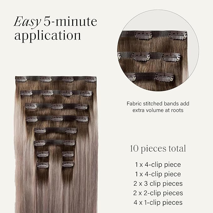 Luxy 100% Remy Human Hair - Seamless Clip-In Hair Extensions - Multi-Dimensional Color for Natural Blending, Adds Volume & Length 180 grams 20" Dimensional Rooted Ash Blonde