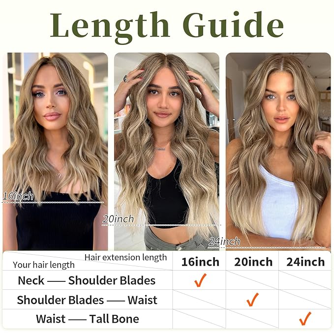 KooKaStyle Invisible Wire Hair Extensions with Transparent Wire Adjustable Size 4 Secure Clips Long Wavy Secret Synthetic Hairpiece for Women(24 Inch 10T613#Ash Brown mix Bleach Blonde)