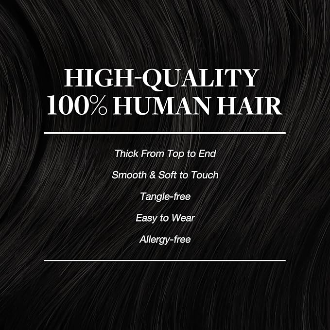 GOO GOO Clip in Hair Extensions Real Human Hair, Remy Human Hair Extensions Clip ins for Women, Natural Human Hair, 14inch 150g 9Pcs, 1 Jet black