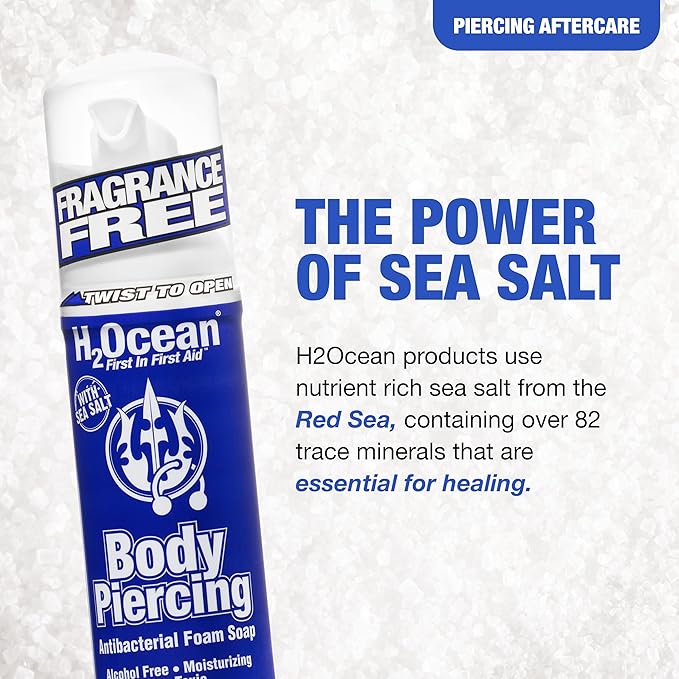 Piercing Aftercare Spray, Sea Salt Keloid & Bump Treatment 1.5oz + Body Piercing Foam Soap Sea Salt Piercing Aftercare 1.7oz