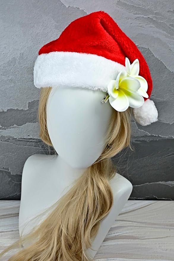 Pack of 2 Real Touch Flowers Hawaiian Flower Hair Clips Plumeria Hibiscus Hair Clips Handmade Hair Accessories for Beach Wedding Bridal Party Mother's Day Women Girls Holiday Gifts (c-811, 2pcs)
