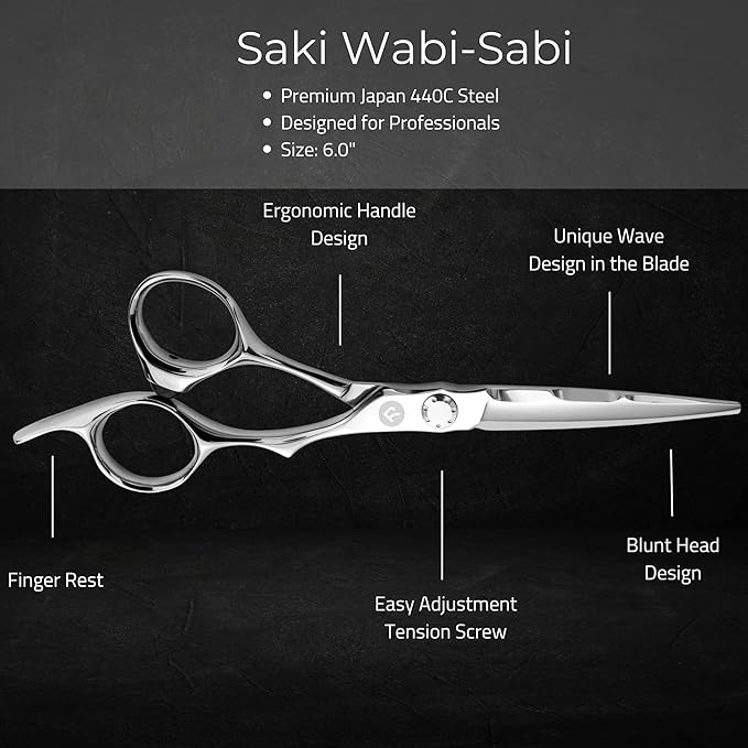 Saki Shears Professional 6" Hair Shears Set - Includes Scissors, Thinning Shears and Hair Razor - Crafted from Premium Japanese Steel for Long Lasting Razor Sharp Blades (Wabi Sabi)