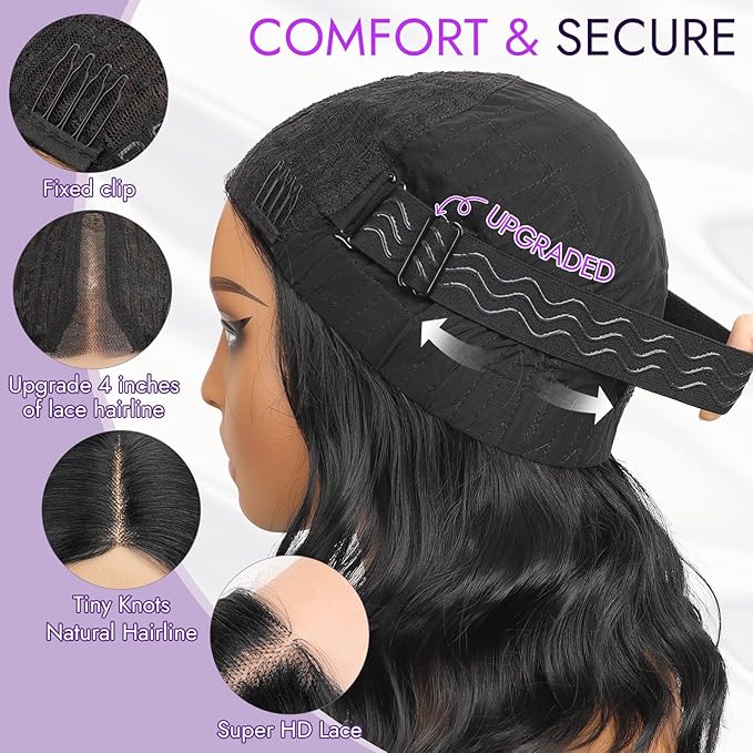 Ombre Brown Short Wavy Wig for Women Lace Hairline Bob Style Synthetic Heat Resistant - Natural Appearance for Everyday Hairstyle 14 Inch