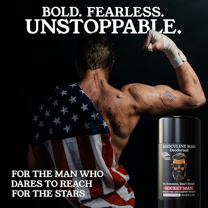 Deodorant for Men - Aluminum Free Mens Deodorant - Travel Size Natural Deodorants - Sweat Protection for Underarm, No Stain Stick Deodorants, Made in USA, 3.2oz (Pack of 2, Rocket Man)