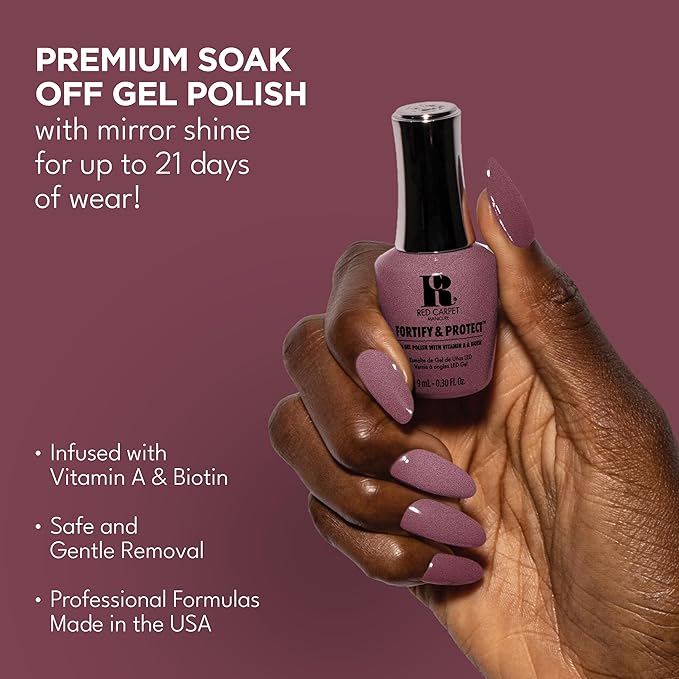 RC Red Carpet Manicure Fortify & Protect LED Gel Nail Color - Long-Lasting, Vibrant, Professional Quality, High Shine, Chip-Resistant - Infused with Vitamin A & Biotin (Showcopper, 0.3 Fl Oz)