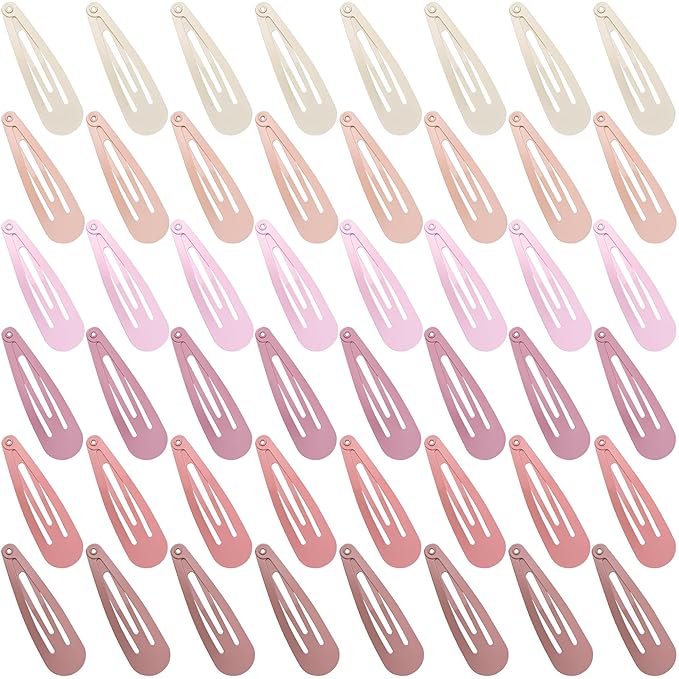 48 PCS Small Metal Barrettes For Women Non Slip Water Drop Snap Clips For Thick Thin Fine Hair Classic Accessories,Pink Rose Red Beige,1.97 x 0.5 In