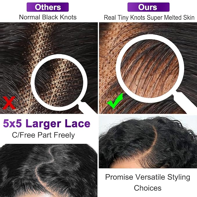 5x5 HD Bob ReadytoGo Curly Human Hair Wigs for Black Women Glueless Kinky Curly Lace Closure Wigs Pre Plucked Hairline 10 Inch 5x5 HD Invisible Deep Curly Bob Lace Front Wigs Wear and Go