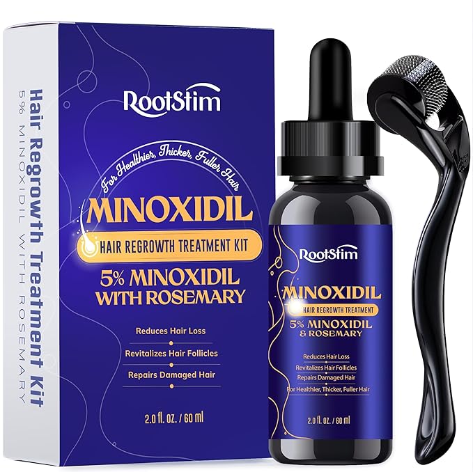 5% Minoxidil Hair Growth Kit for Men and Women: Extra Strength Minoxidil Hair Loss Treatment Serum with Rosemary for Faster Stronger Thicker Hair Growth 2 Fl Oz