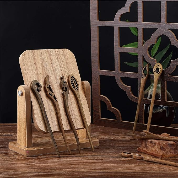 Chuangdi 8 Pieces Wooden Hair Sticks Japanese Hair Chopstick for Women Bun Maker, Chinese Chopstick Hairpin for Women Handmade Chignon Maker Accessories(Classic Pattern)