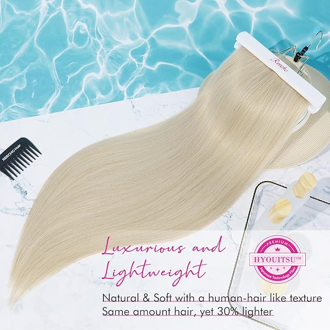 REECHO 20" Straight Long 4 PCS Set Thick Clip in on Hair Extensions Light Blonde