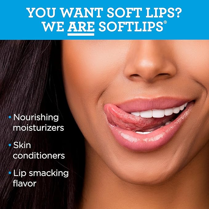 Softlips Daily Lip Moisturizer for Dry Lips, Vanilla Flavored Lip Balm, SPF 20 (12 Twin Packs for 24 Slim Sticks Total)