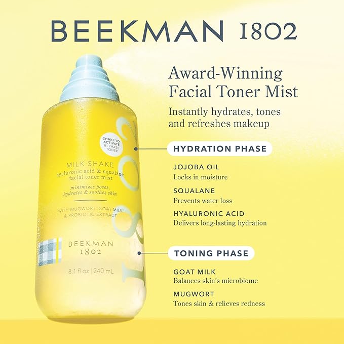 Beekman 1802 Peel & Shake Holiday Skincare Set with Milk Shake Facial Spray & Potato Peel Resurfacing Mask