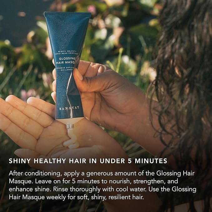 RANAVAT Glossing Hair Mask - Damaged Hair Repair & Conditioning Hair Mask with Hyaluronic Acid + Moringa Seed Oil to Mend Breakage & Split Ends - Vegan & Cruelty-Free Hair Care (5 oz)