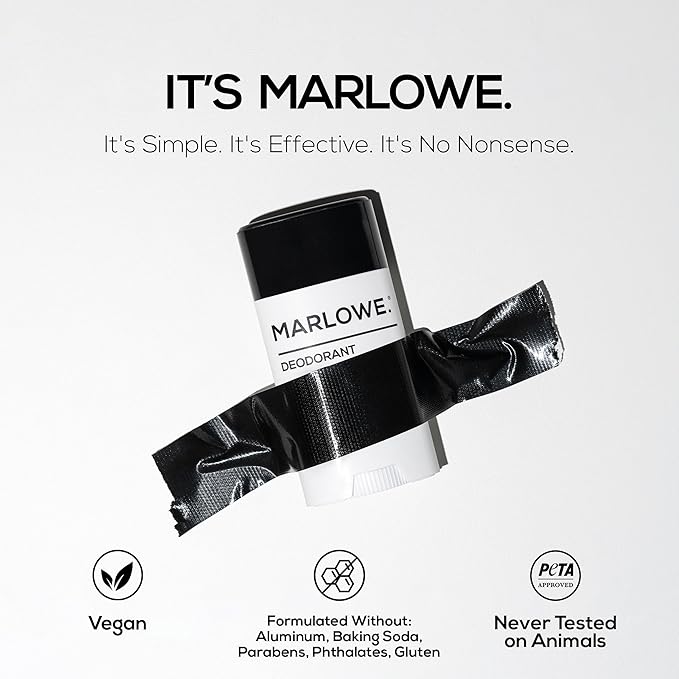 MARLOWE. No. 024 Deodorant 2.5 oz, Jojoba Esters, Coconut Oil, Shea Butter & Tapioca Starch for Odor Protection, Formulated without Aluminum & Baking Soda, Fresh & Zesty Cedarwood + Sea Salt Scent