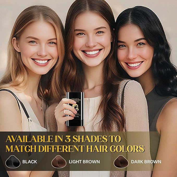 Hair Color Stick, 2 in 1 Instant Dye, Hair Dye Stick, Safe Portable Color Touch-Up Hair Sticks, Cover Gray Hair Color Correction Sticks for Women & Men, Waterproof and Sweat-Proof, 2Pack (Light Brown)