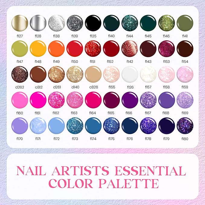 Beetles Christmas Gel Liner Nail Polish Set 50 Colors Winter French Tip Nail Art Polish Glitter Brown Purple Blue Gel Nails White Pink Swirl Nails Painted Cat Eye Build in Thin Brush Gift for Women