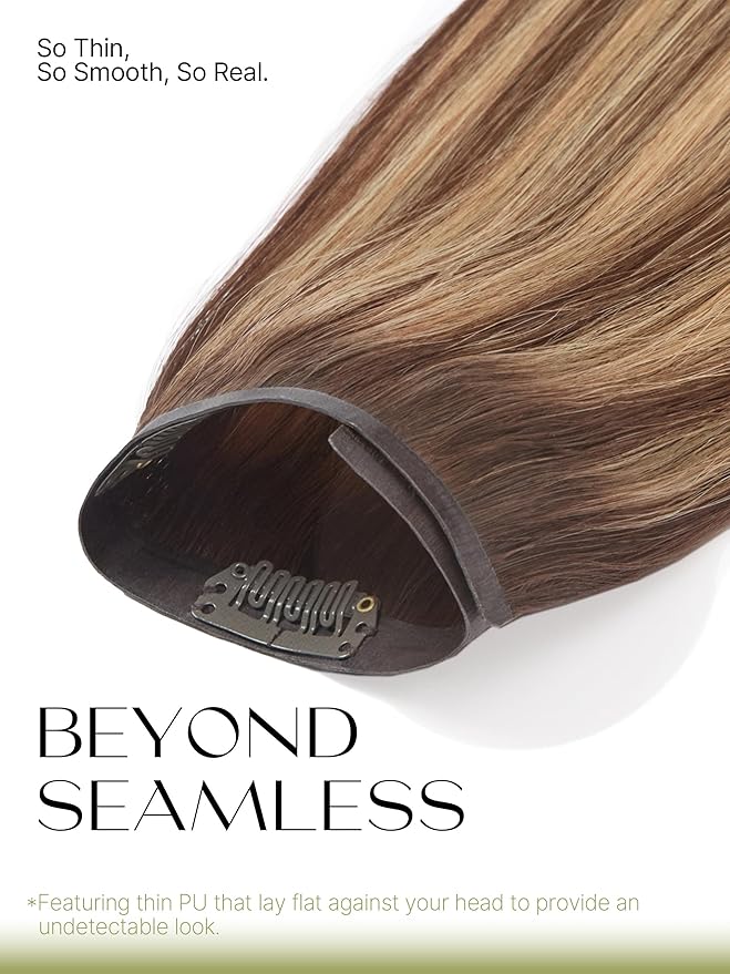 Frodio Clip Ins Hair Extensions Black: Remy Real Human Hair Pu Seamless Silk Long Straight Invisible Full Thick Virgin Brazilian Blonde Highlight Color Beauty For Women Can Be Body Wave 100g 7 Piece