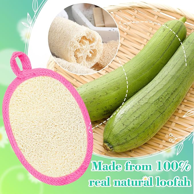 Boao 24 Pcs Loofah Pack Loofah Pads Bulk for Facial Exfoliating Body Bath Shower Mini Sponge Pads Natural Scrubber Brush for Men Women Spa and Travel(White, Coffee, Black, Pink)