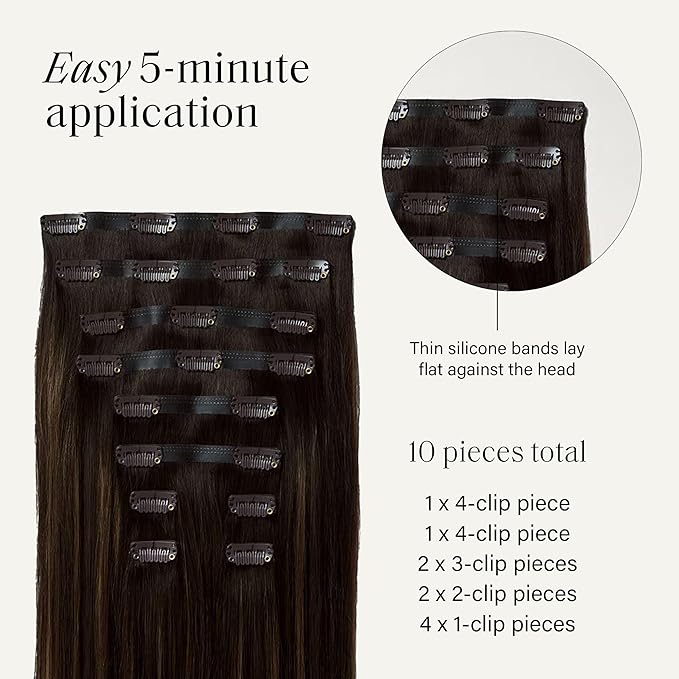 Luxy 100% Remy Human Hair - Seamless Clip-In Hair Extensions - Multi-Dimensional Color for Natural Blending, Adds Volume & Length 240 grams 24" Dimensional Rooted Honey Espresso