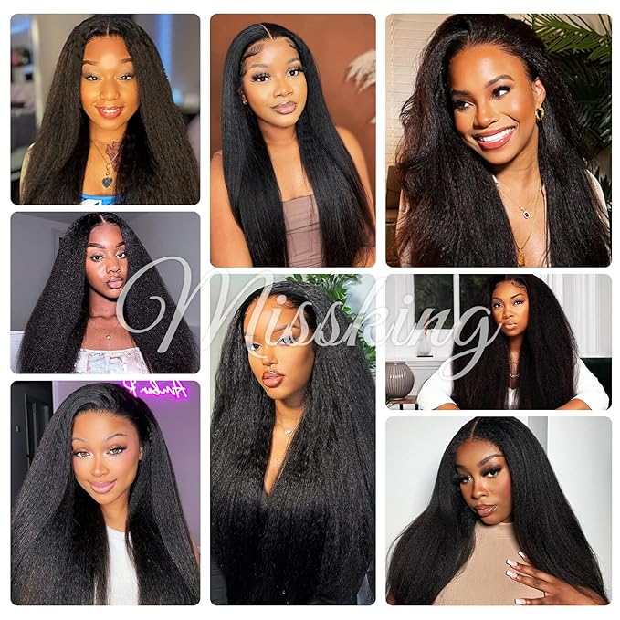 16A Raw Yaki Kinky Straight Human Hair Bundles 100% Burmese Virgin Bundles Human Hair, Sliky Boutique Extensions, Can Be Dyed and Restyled, Full Ends, Vertical Smooth (16 18 20 22)