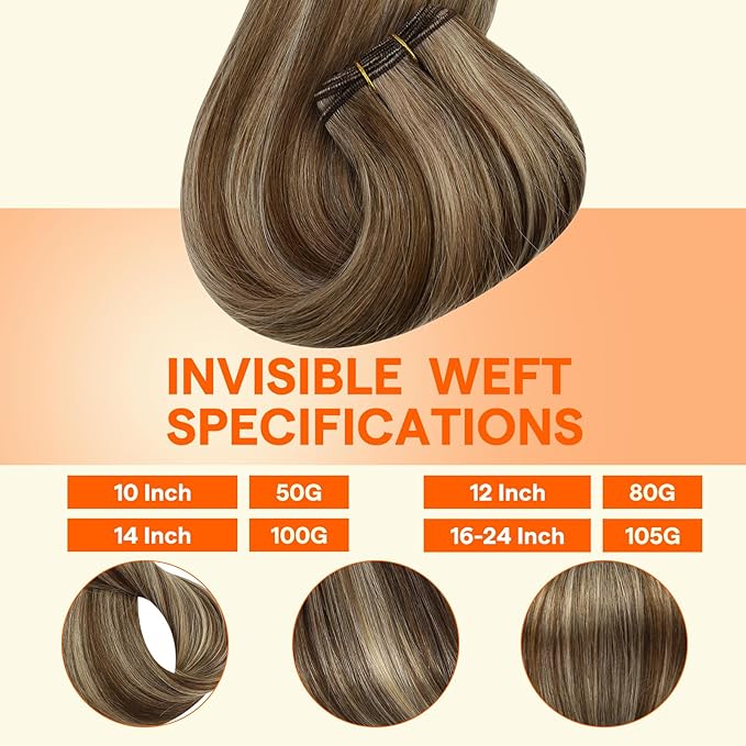 Full Shine 24 Inch Sew In Hair Extensions Real Human Hair Weft Hair Extensions For Women Color Brown Highlight Honey Blonde Straight Human Hair Bundles Hair Extensions Real Human Hair Sew In 105G