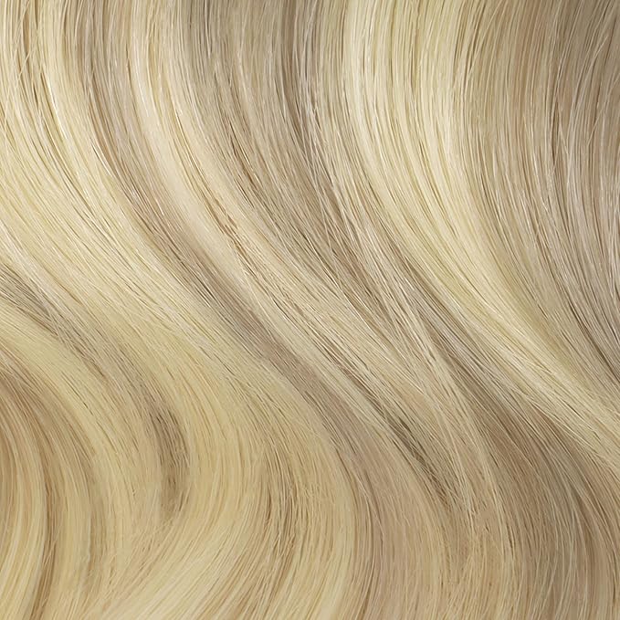 HOTBANANA Clip in Hair Extensions 14 inch 130g 7pcs Ash Blonde to Golden Blonde and Platinum Blonde Clip in Remy Human Hair Extensions Straight Hair Invisi Edge Clip Hair Full Head