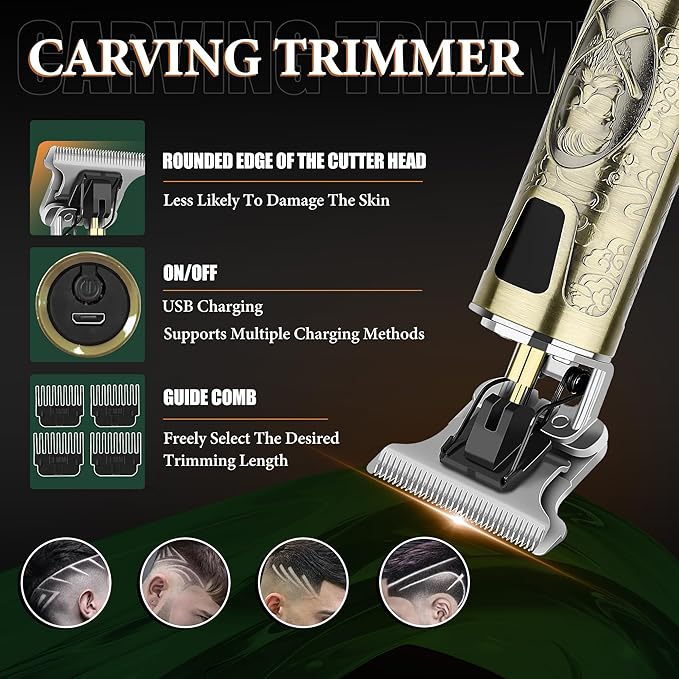 Hair Clippers Set for Men, Hair Clipper Trimmer with LED Display, Professional Cordless Hair Clipper Shaver Beard Trimmer, Hair Cutting Machine for Men, Holiday Gift for Him Father's Day Gift
