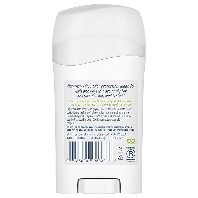 Tom's of Maine Aluminum-Free Wicked Cool! Natural Deodorant for Kids, Summer Fun, 1.6 oz. (Pack of 18) (Packaging May Vary)