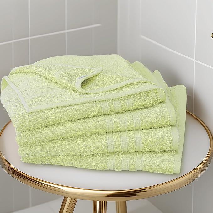 Tens Towels Pack of 4 Soft Bath Towels, 100% Cotton, 27 x 54 Inches, Lightweight & Quick-Dry, Ideal for Daily Bathroom Use, Practical & Comfortable, Light Green