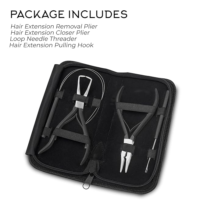 SIVOTE Professional Hair Extension Tools Kit Stainless Steel, Microlink & Itip Extensions Tool Kit, Black