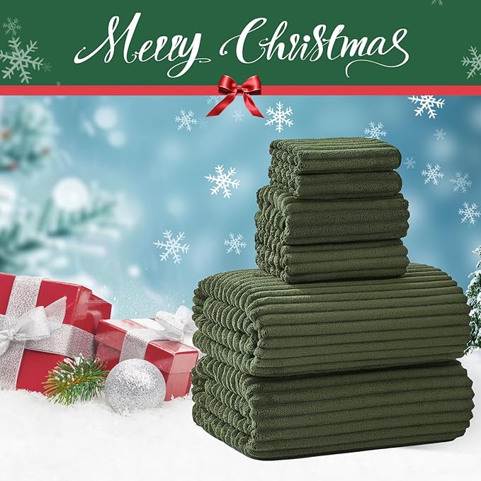 Extra Large Bath Towel Set of 6 (40"x80"),Oversized Bath Sheet Super Soft Highly Absorbent Microfibers Quick Dry Luxury Shower Towel for Bathroom Spa Gym Hotel Yoga (Olive Green, 6Piece)